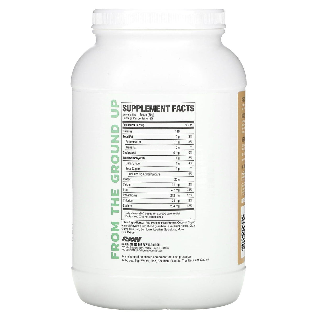 Raw Sport Supplement Company LLC, Vegan Protein, Vanilla, 1.65 lbs (750 g) - Supply Center USA