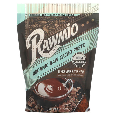 Rawmio, Organic Raw Cacao Paste, Unsweetened , 1 lb (16 oz) - Supply Center USA