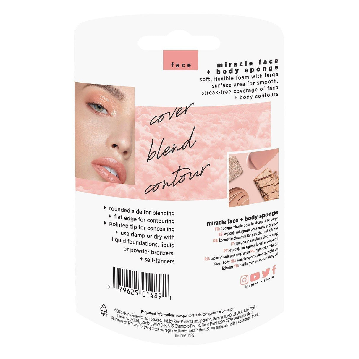 Real Techniques, Miracle Face + Body Sponge, 1 Sponge - Supply Center USA