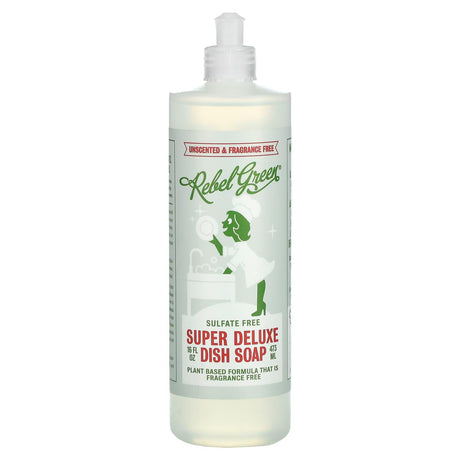 Rebel Green, Super Deluxe Dish Soap, Unscented, 16 fl oz (473 ml) - Supply Center USA