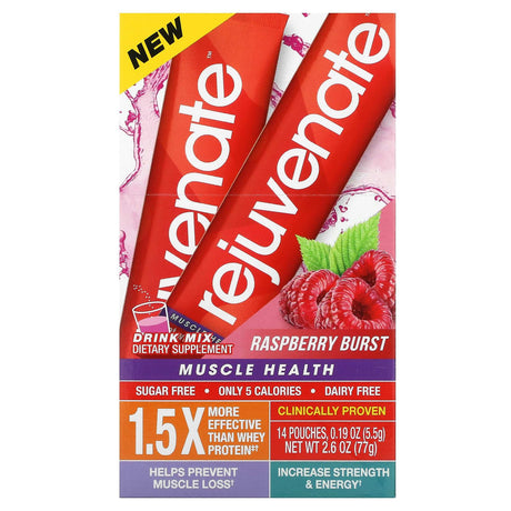 Rejuvenate, Muscle Health Drink Mix, Raspberry Burst, 14 Pouches, 0.19 oz (5.5 g) Each - Supply Center USA