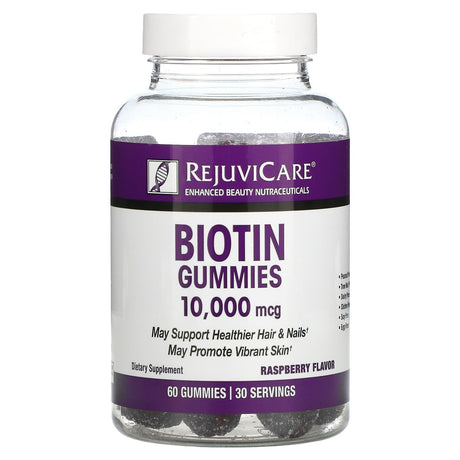 Rejuvicare, Biotin Gummies, Raspberry, 10,000 mcg, 60 Gummies - Supply Center USA