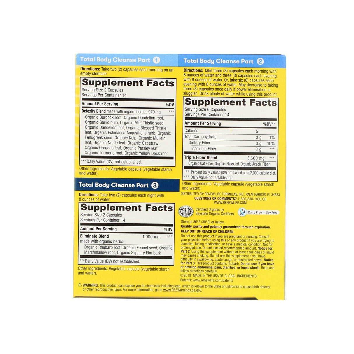 Renew Life, 14-Day Total Body Cleanse, 3-Part Program, Vegetarian Capsules - Supply Center USA