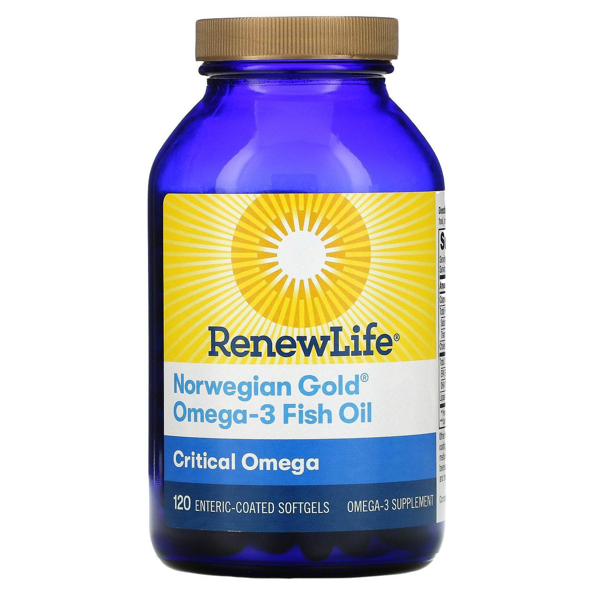 Renew Life, Norwegian Gold Omega-3 Fish Oil, 850 mg, 120 Enteric-Coated Softgels - Supply Center USA