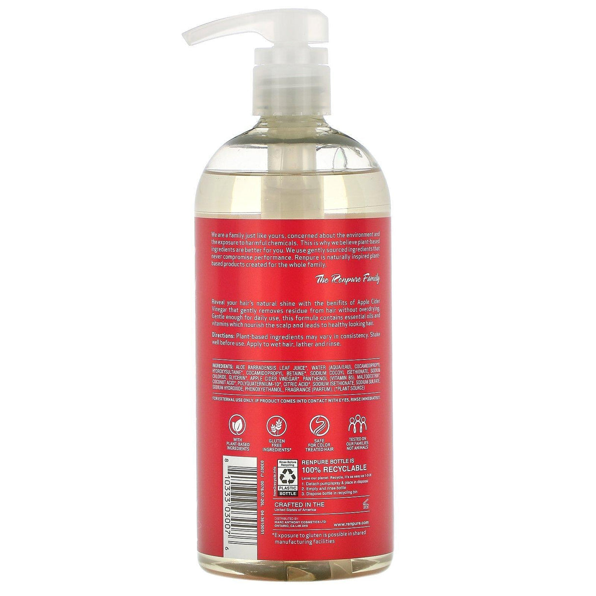 Renpure, Apple Cider Vinegar Shampoo, 24 fl oz (710 ml) - Supply Center USA