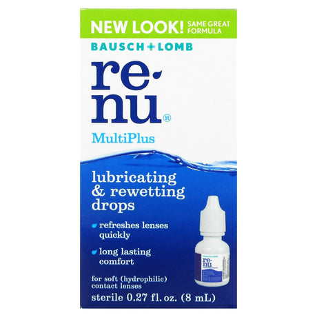 Renu, MultiPlus, Lubricating & Rewetting Drops, 0.27 fl oz (8 ml) - Supply Center USA