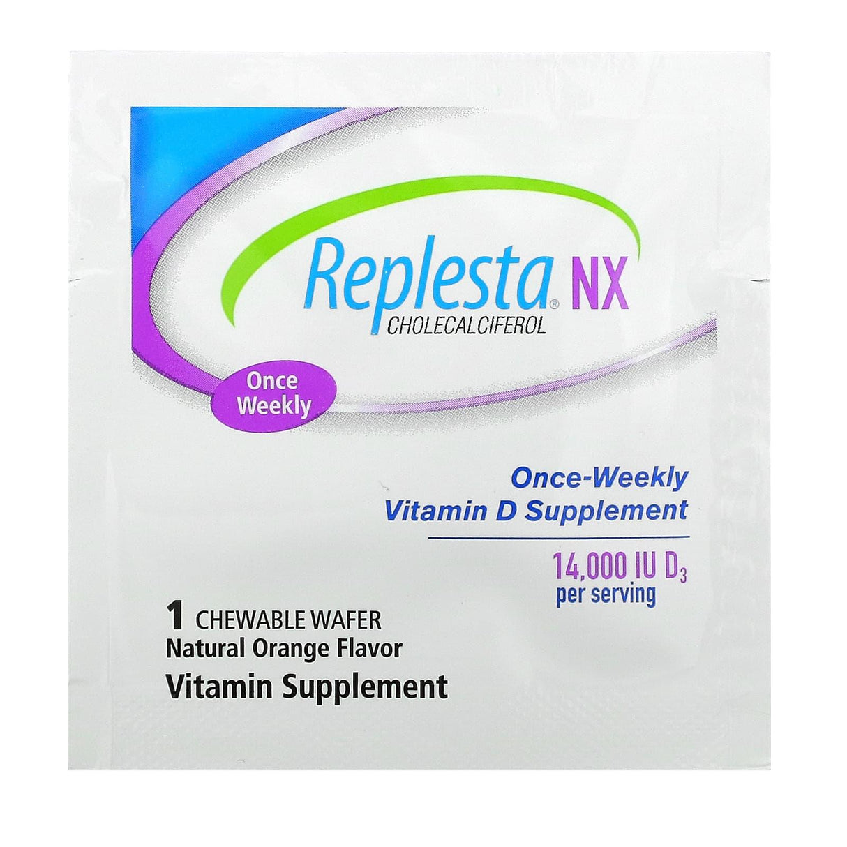 Replesta, NX Cholecalciferol, Once-Weekly Vitamin D, Natural Orange, 14,000 IU, 8 Chewable Wafers - Supply Center USA