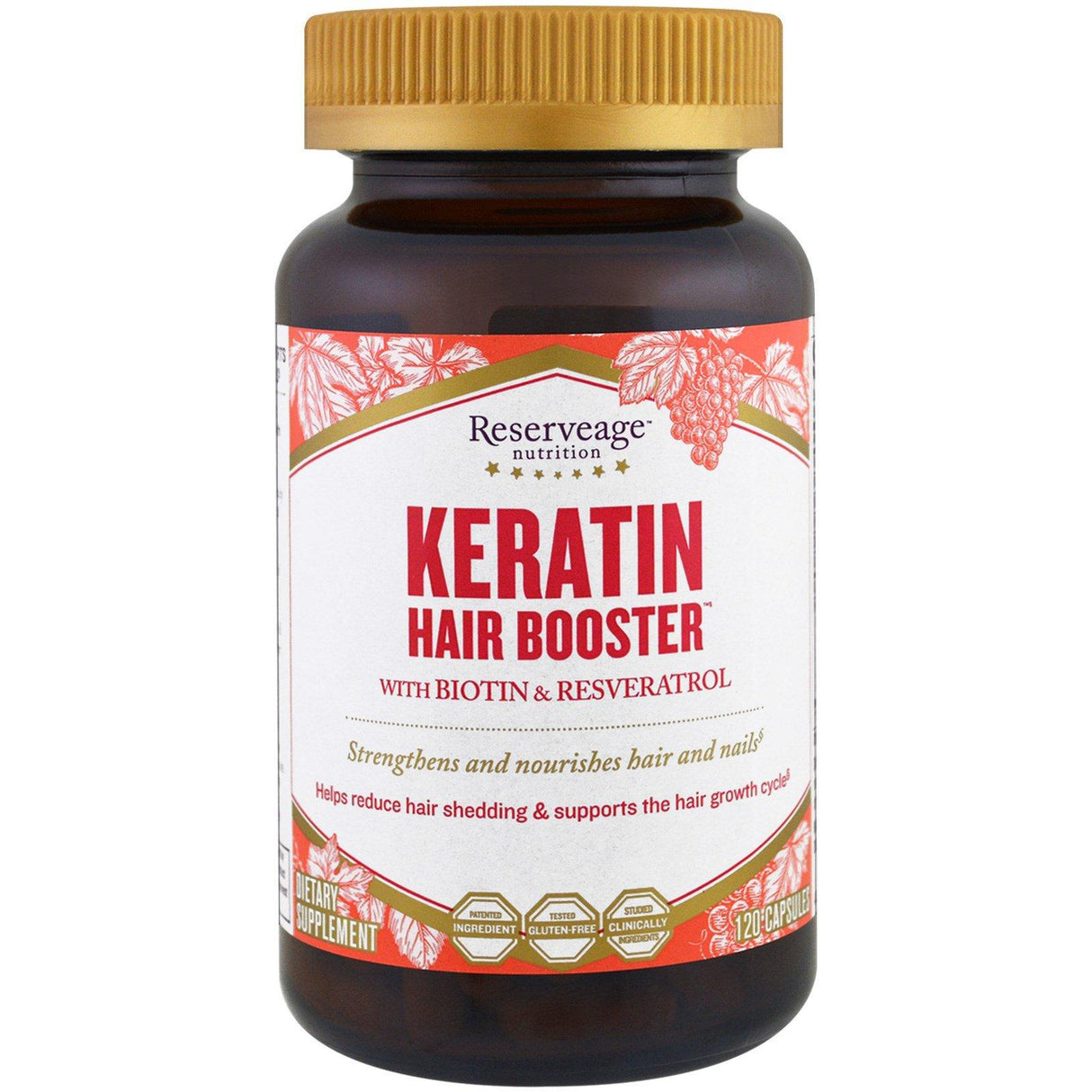 ReserveAge Nutrition, Keratin Hair Booster with Biotin & Resveratrol, 120 Capsules - Supply Center USA