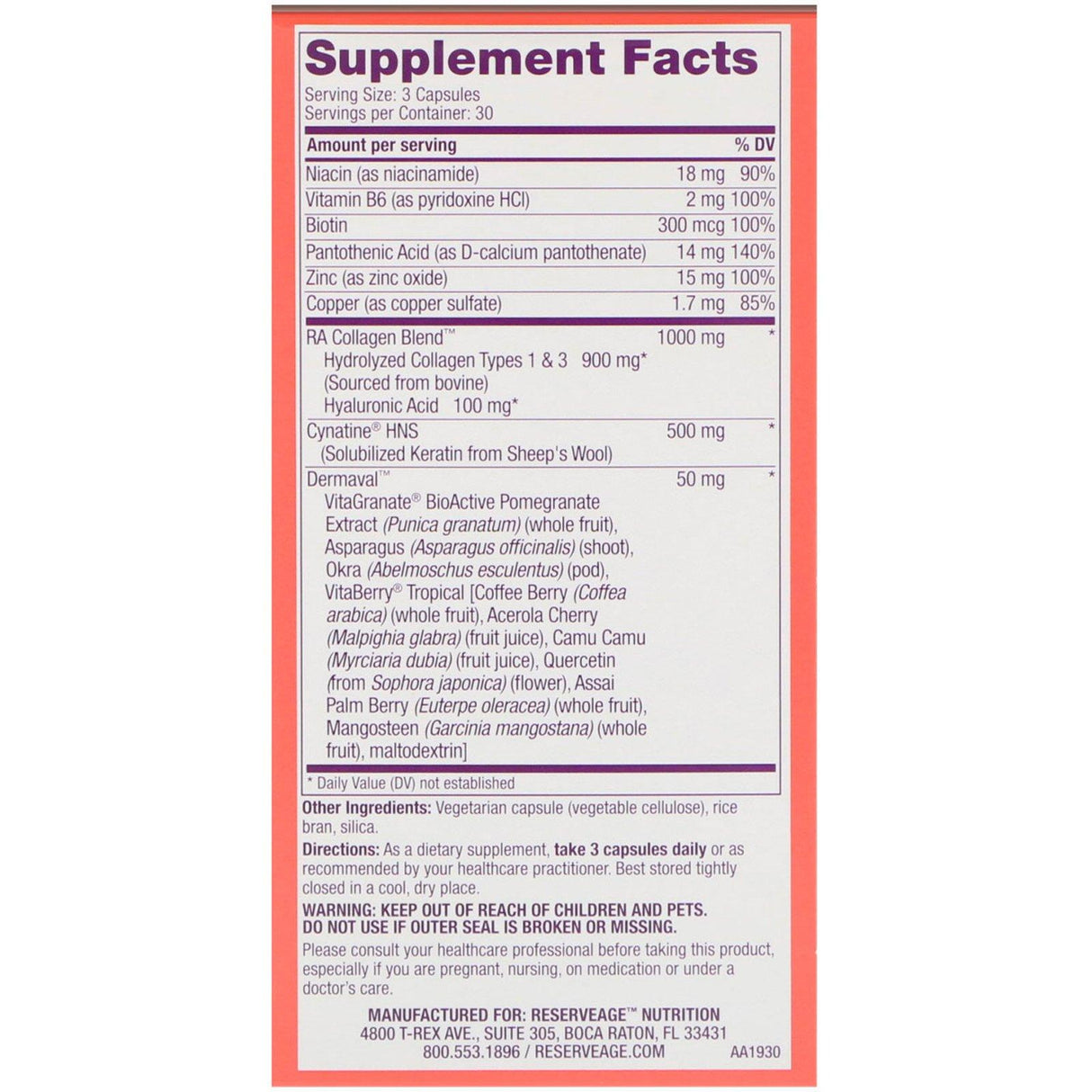 ReserveAge Nutrition, Tres Beauty 3, 90 Capsules - Supply Center USA