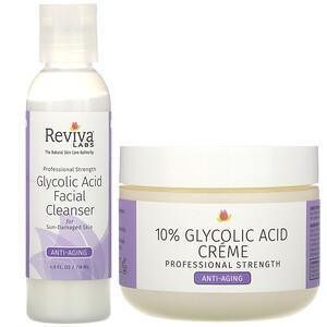 Reviva Labs, Glycolic Duo, 10% Glycolic Acid Creme & Glycolic Acid Facial Cleanser, 2 Piece Bundle - Supply Center USA