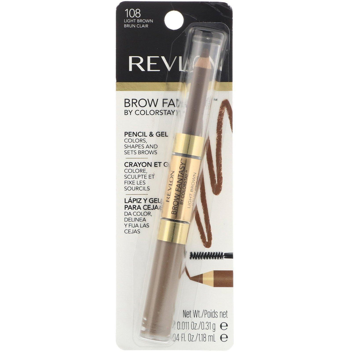Revlon, Brow Fantasy, 108 Light Brown, 0.011 oz (0.31 g) / 0.04 fl oz (1.18 ml) - Supply Center USA