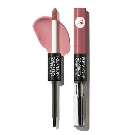 Revlon Liquid Lipstick with Clear Lip Gloss, Colorstay Overtime Lipcolor, Dual Ended with Vitamin E, 350 Bare Maximum, 0.07 Fl Oz (Pack of 1) - Supply Center USA