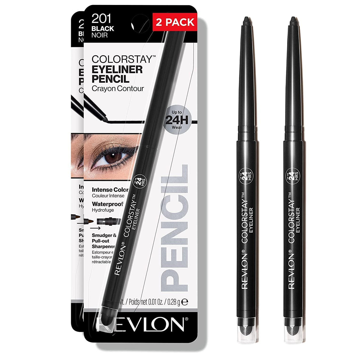 Revlon Pencil Eyeliner, Colorstay Eye Makeup with Built-In Sharpener, Waterproof, Smudge-Proof, Longwearing with Ultra-Fine Tip, 202 Black Brown, 0.01 Oz - Supply Center USA