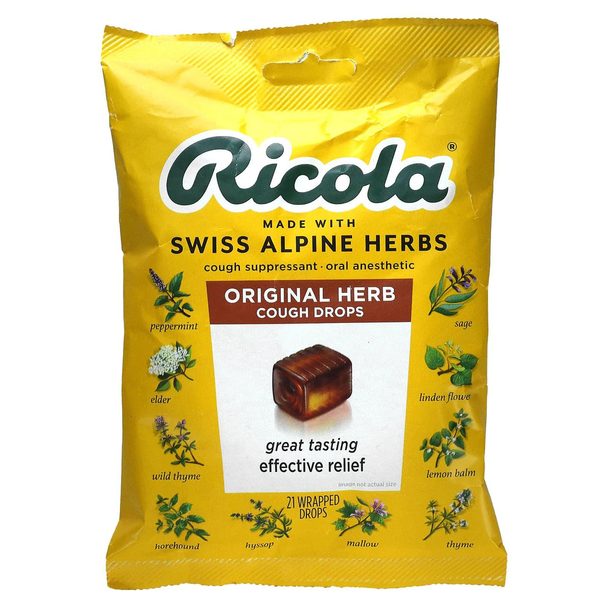 Ricola, Original Herb Cough Drops, 21 Wrapped Drops - Supply Center USA