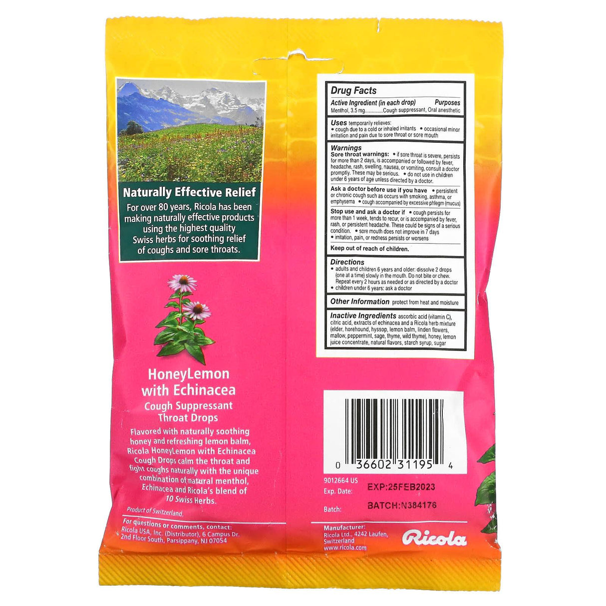 Ricola, Original Herb Cough Drops, 21 Wrapped Drops - Supply Center USA