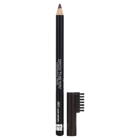 Rimmel London, Brow This Way, Professional Eyebrow Pencil, 001 Dark Brown, 0.05 oz (1.4 g) - Supply Center USA