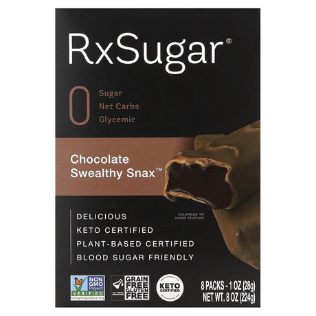 RxSugar, Swealthy Snax, Chocolate, 8 Packs, 1 oz (28 g) Each - Supply Center USA