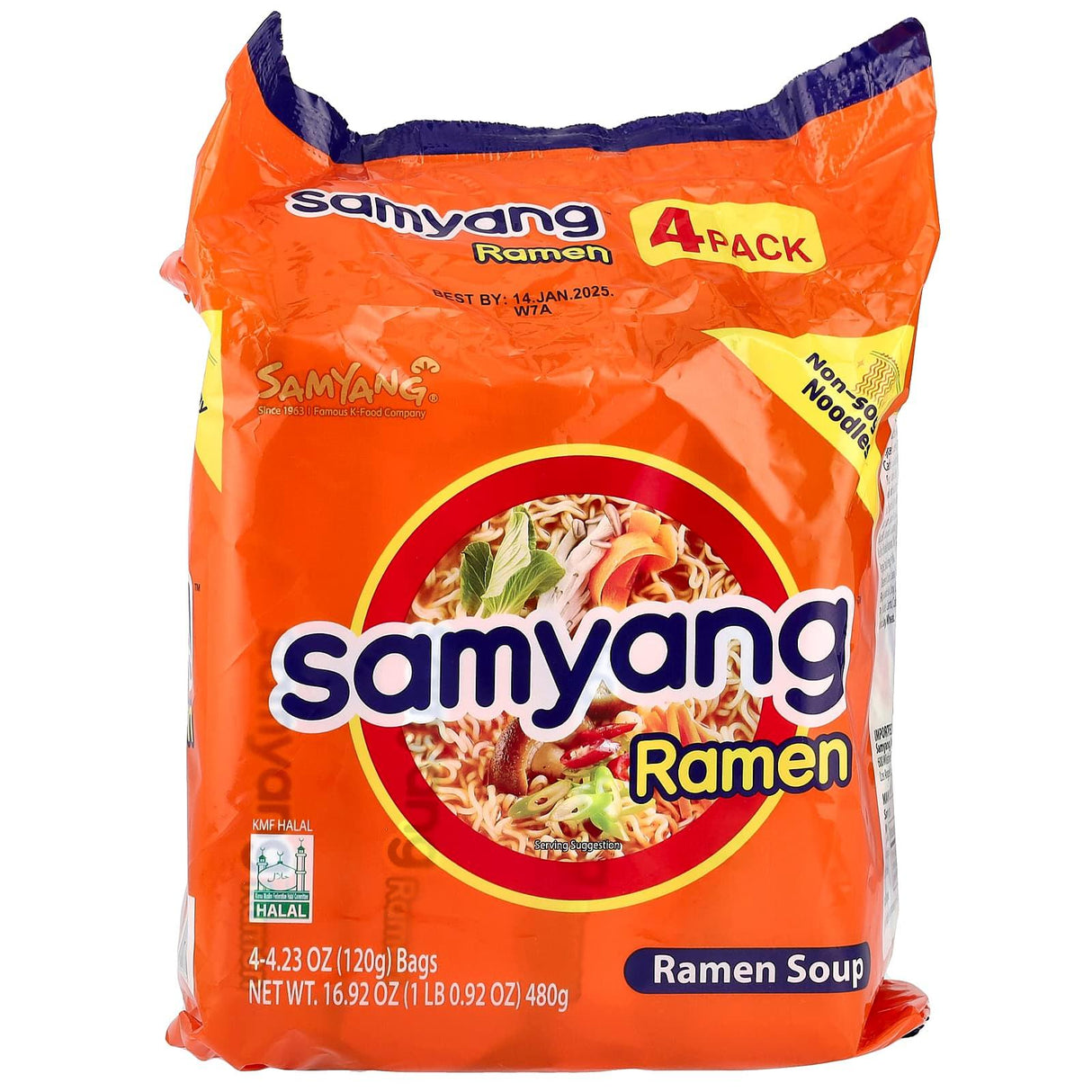 Samyang, Ramen Soup, 4 Packs, 4.23 oz (120 g) Each - Supply Center USA