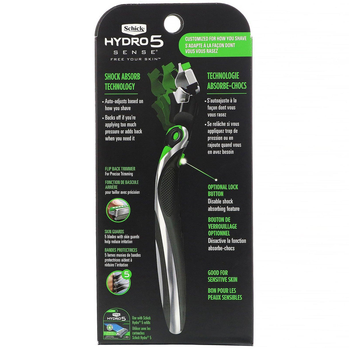 Schick, Hydro 5 Sense, Sensitive, 1 Razor, 2 Cartridges - Supply Center USA