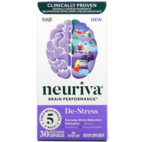 Schiff, Neuriva Brain Performance, De-Stress, 30 Vegetarian Capsules - Supply Center USA