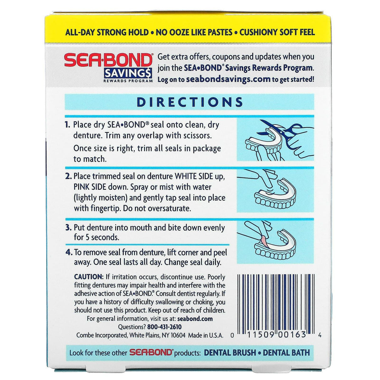 SeaBond, Denture Adhesive Seals, Fresh Mint, 30 Lowers - Supply Center USA