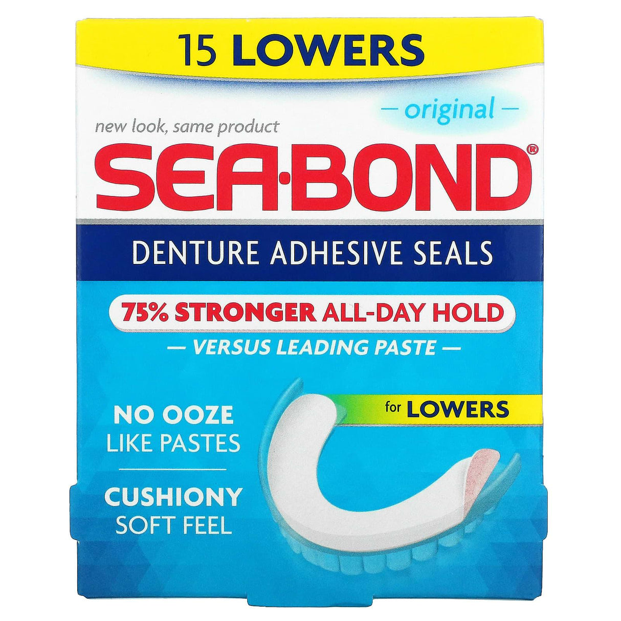 SeaBond, Denture Adhesive Seals, Original, 15 Lowers - Supply Center USA