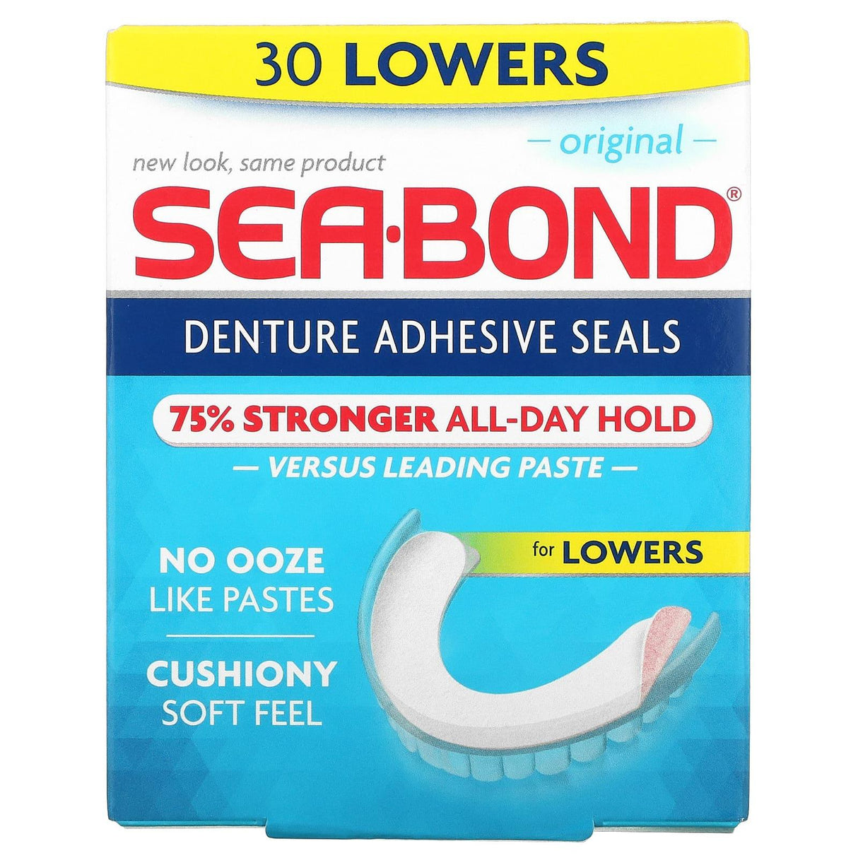 SeaBond, Denture Adhesive Seals, Original, 30 Lowers - Supply Center USA