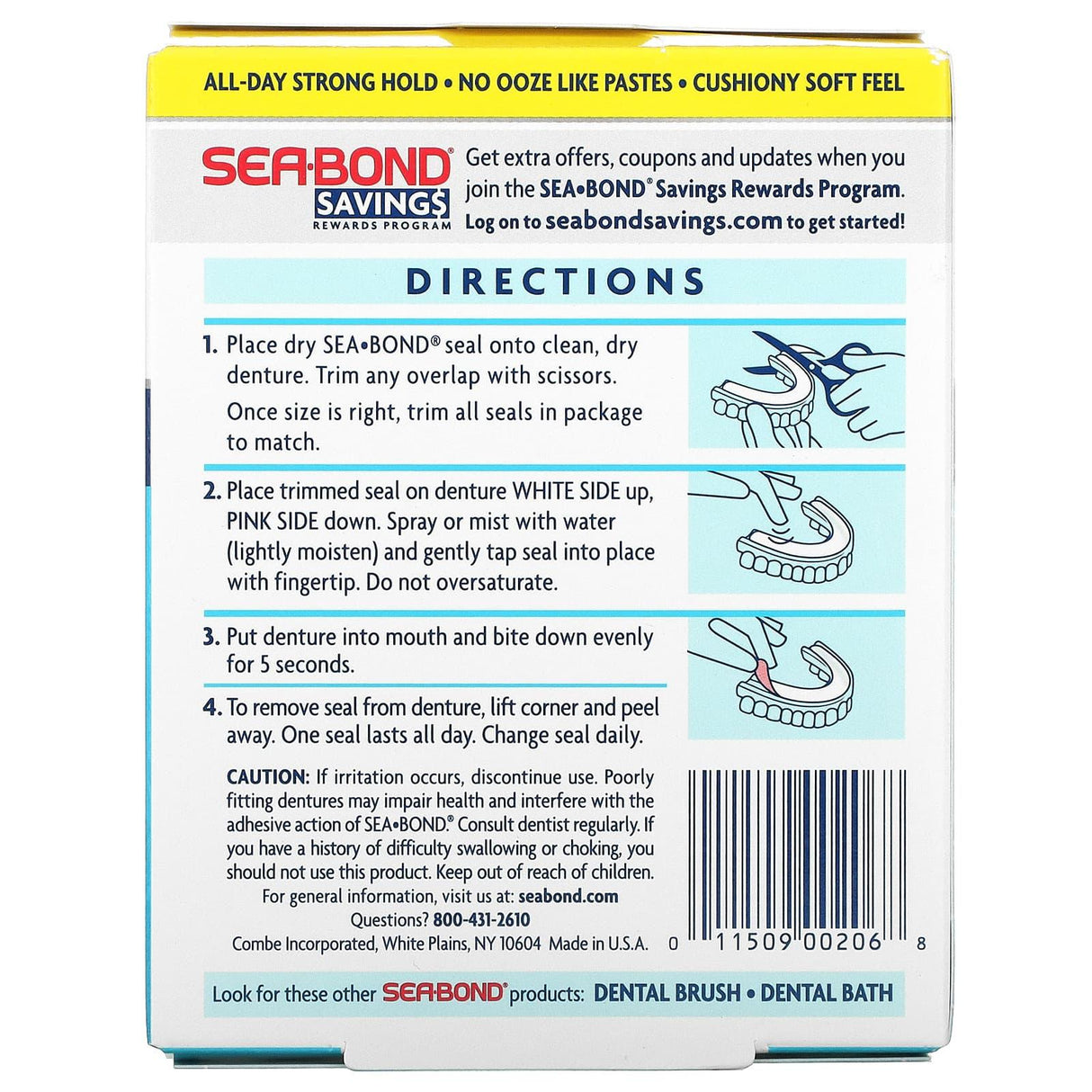 SeaBond, Denture Adhesive Seals, Original, 30 Lowers - Supply Center USA