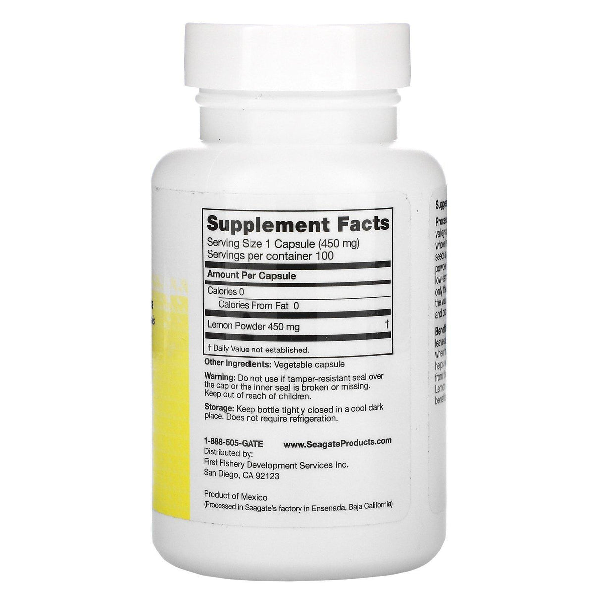 Seagate, Lemon, 450 mg, 100 Vcaps - Supply Center USA