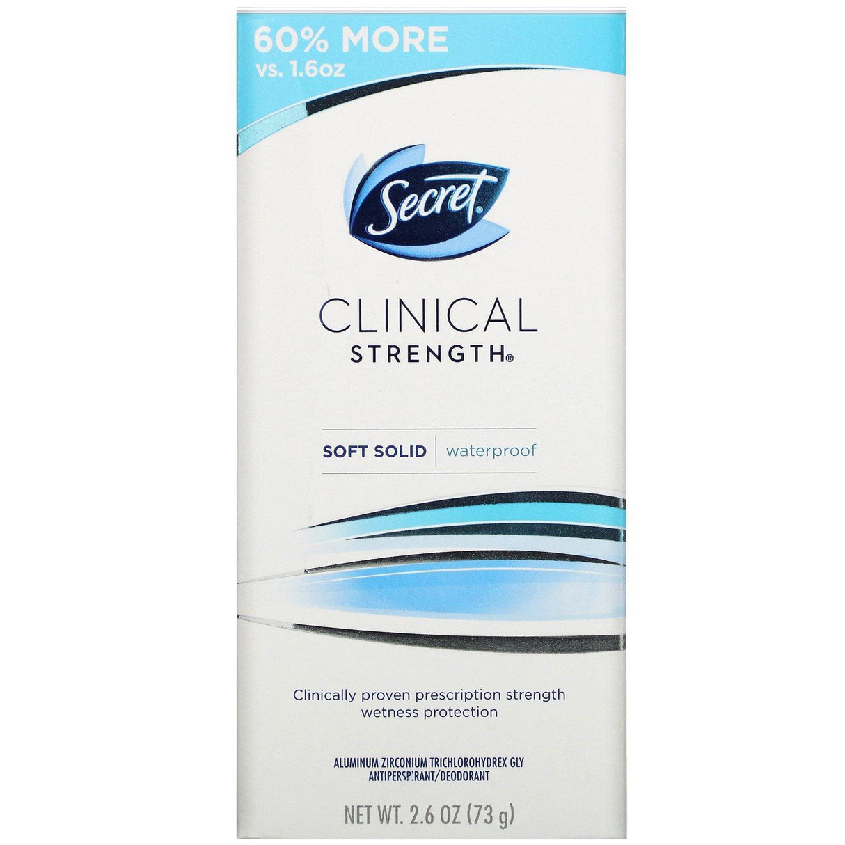Secret, Clinical Strength, Antiperspirant/Deodorant, Soft Solid, Waterproof, 2.6 oz (73 g) - Supply Center USA