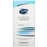 Secret, Clinical Strength, Antiperspirant/Deodorant, Soft Solid, Waterproof, 2.6 oz (73 g) - Supply Center USA