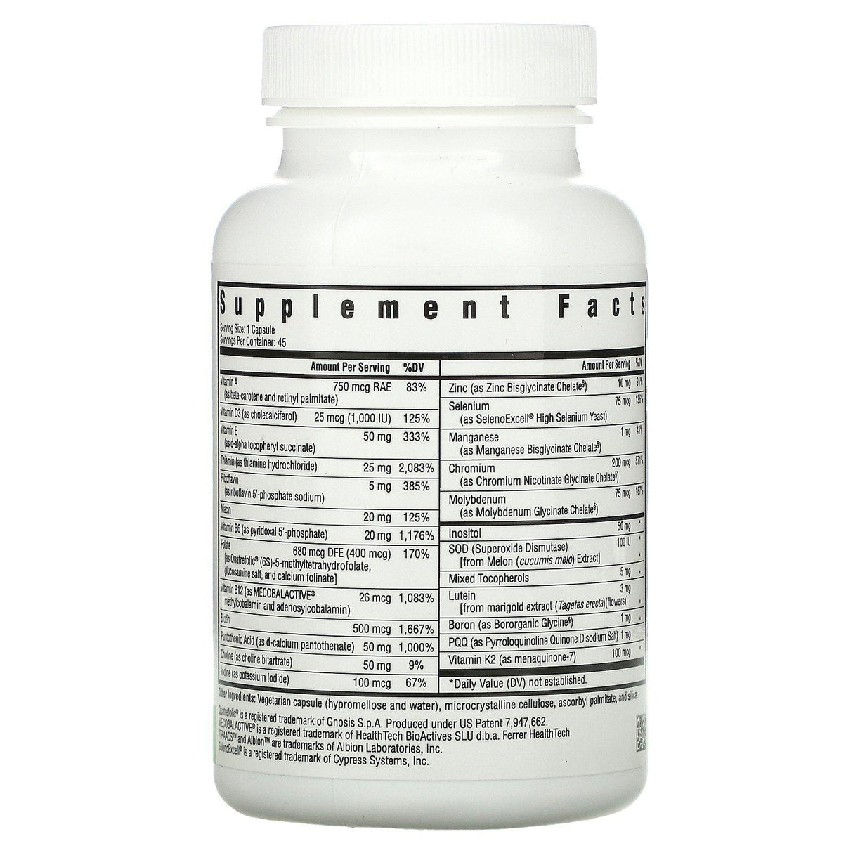 Seeking Health, Optimal Multivitamin Methly One, With L-5-MTHF & Methyl B12, 45 Vegetarian Capsules - Supply Center USA