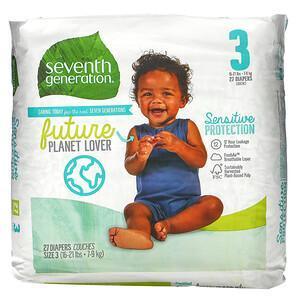 Seventh Generation, Sensitive Protection Diapers, Size 3, 16- 21 lbs, 27 Diapers - Supply Center USA