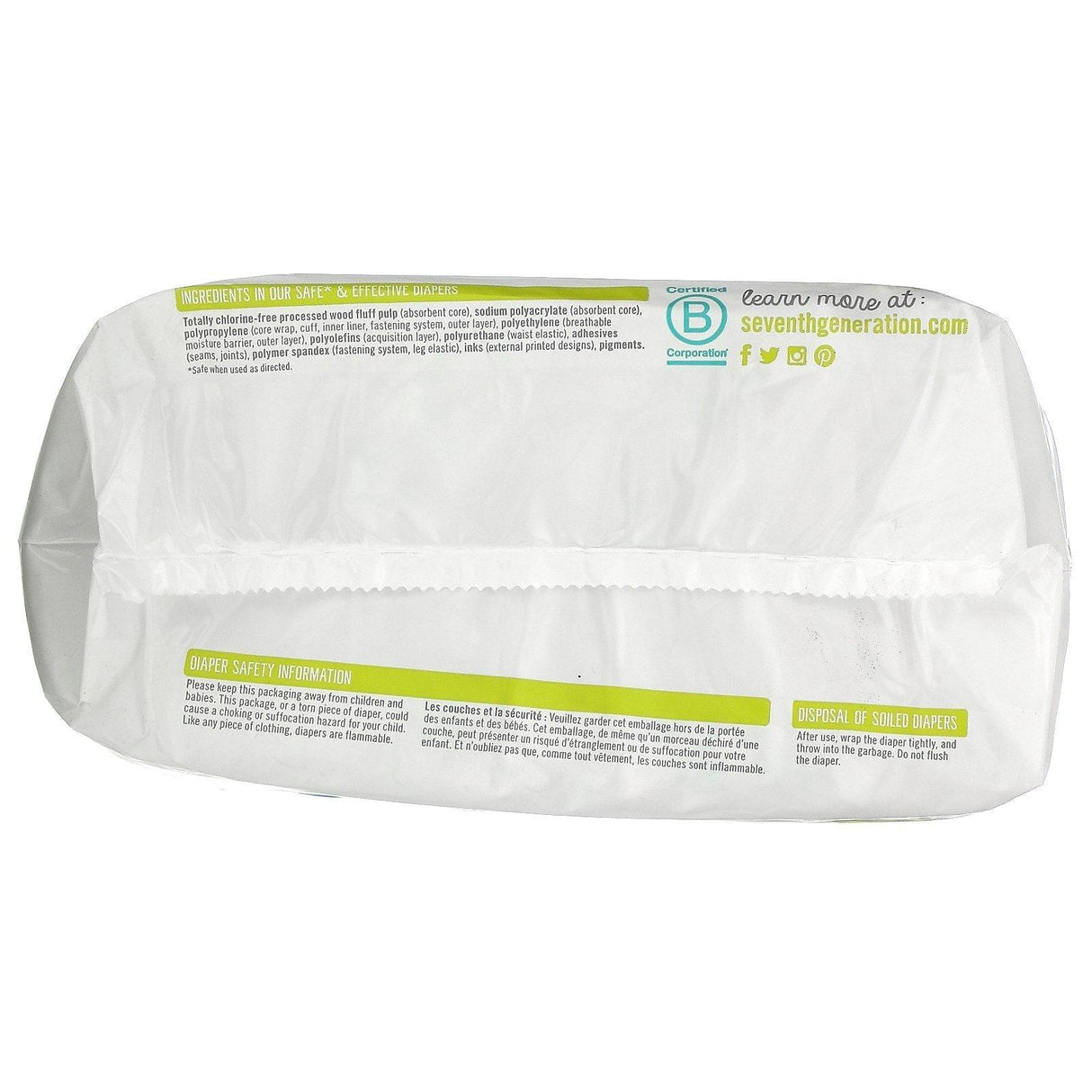 Seventh Generation, Sensitive Protection Diapers, Size 3, 16- 21 lbs, 27 Diapers - Supply Center USA