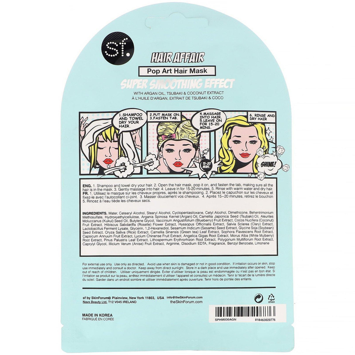 SFGlow, POP n' Glow, Hair Affair, Pop Art Hair Mask, 1 Sheet, 1.01 oz (30 ml) - Supply Center USA