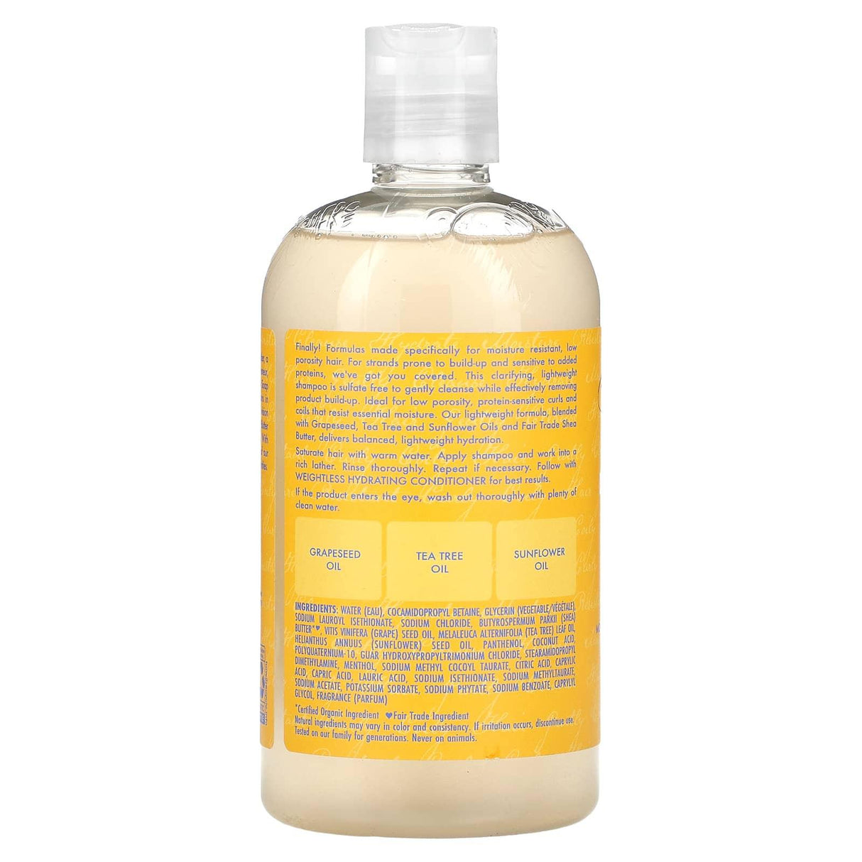 SheaMoisture, Grapeseed Oil & Tea Tree Oils, Low Porosity Weightless Hydrating Shampoo, 13 fl oz (384 ml) - Supply Center USA