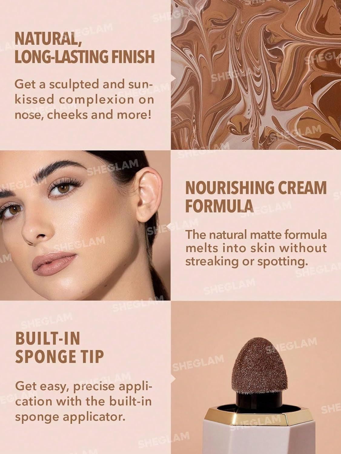 SHEGLAM Sun Sculpt Cool Toned Liquid Contour Stick Long Lasting Cream Bronzer Makeup - Soft Tan - Supply Center USA