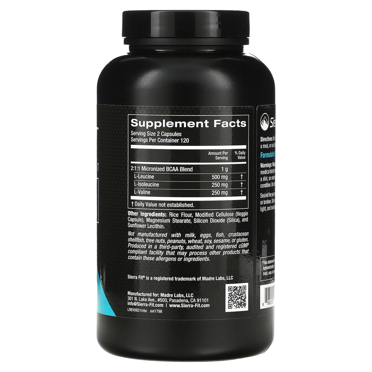 Sierra Fit, Micronized BCAA, Branched Chain Amino Acids, 500 mg, 240 Veggie Capsules - Supply Center USA