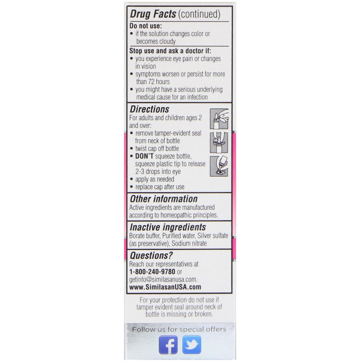 Similasan, Pink Eye Relief, Sterile Eye Drops, 0.33 fl oz (10 ml) - Supply Center USA