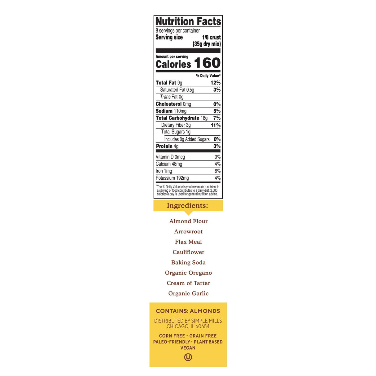 Simple Mills, Almond Flour Baking Mix, Pizza Dough, 9.8 oz (277 g) - Supply Center USA