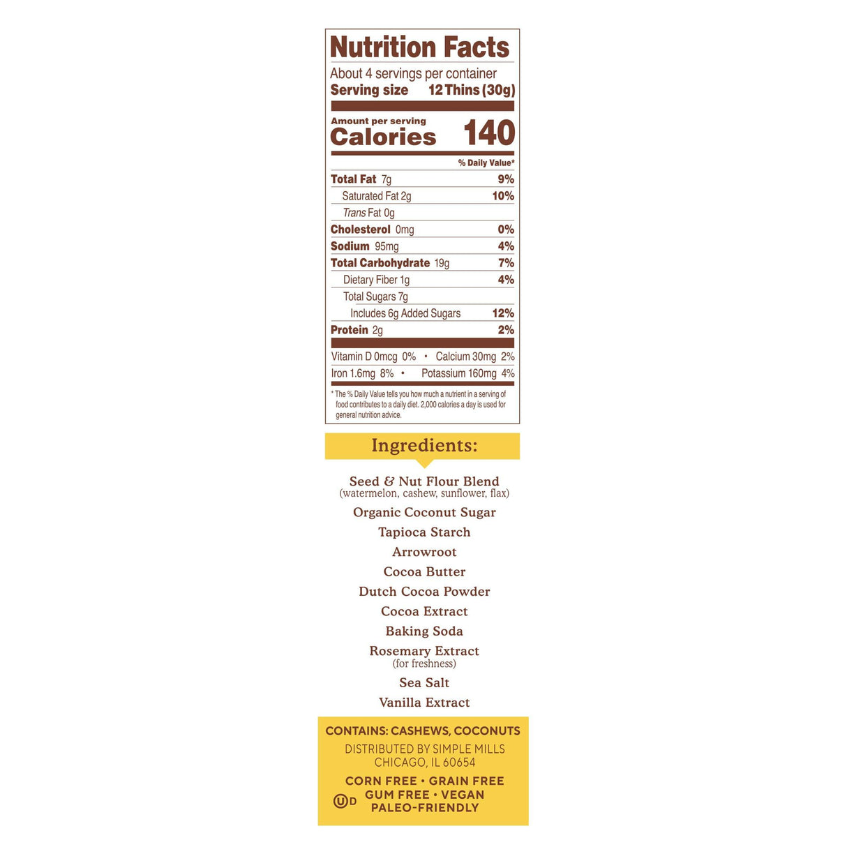 Simple Mills, Seed & Nut Flour, Sweet Thins, Honey Cinnamon, 4.25 oz (120 g) - Supply Center USA