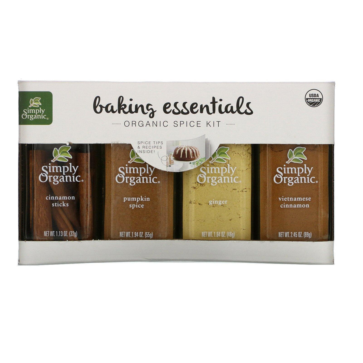 Simply Organic, Baking Essentials, Organic Spice Kit, Variety Pack, 4 Spices - Supply Center USA
