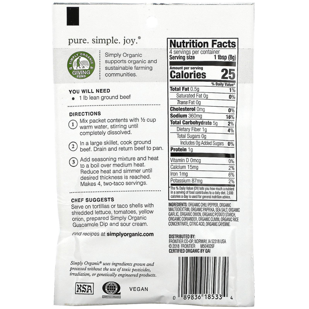 Simply Organic, Southwest Taco Seasoning Mix, 12 Packets, 1.13 oz (32 g) Each - Supply Center USA