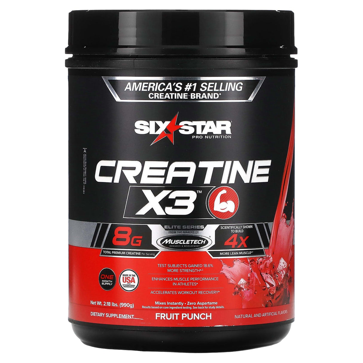 SIXSTAR, Creatine X3, Fruit Punch, 2.18 lbs (990 g) - Supply Center USA