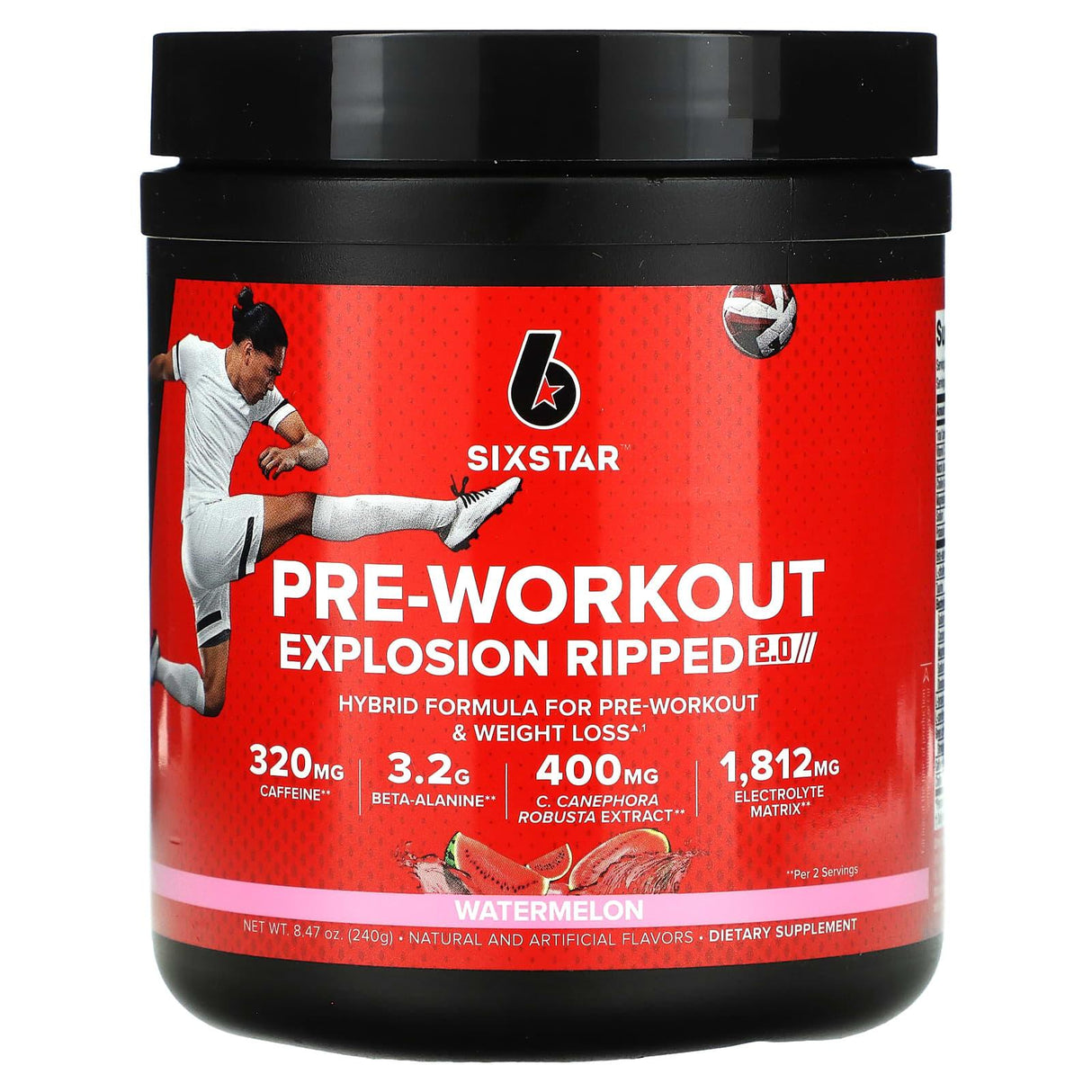 SIXSTAR, Pre-Workout Explosion, Ripped 2.0, Watermelon, 8.47 oz (240 g) - Supply Center USA