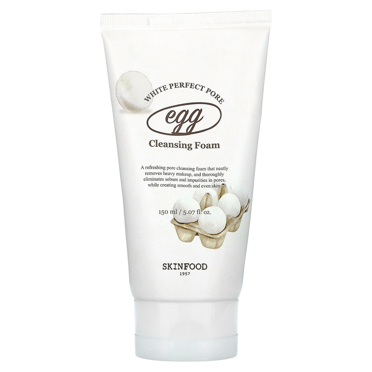 SKINFOOD, Egg White Perfect Pore Cleansing Foam, 5.07 fl oz (150 ml) - Supply Center USA