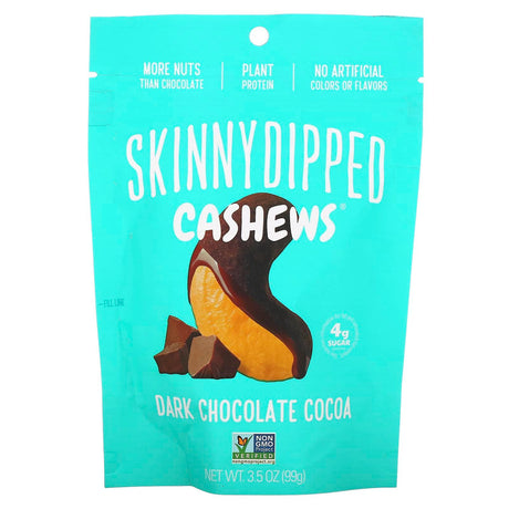 SkinnyDipped, Skinny Dipped Cashews, Dark Chocolate Cocoa, 3.5 oz (99 g) - Supply Center USA