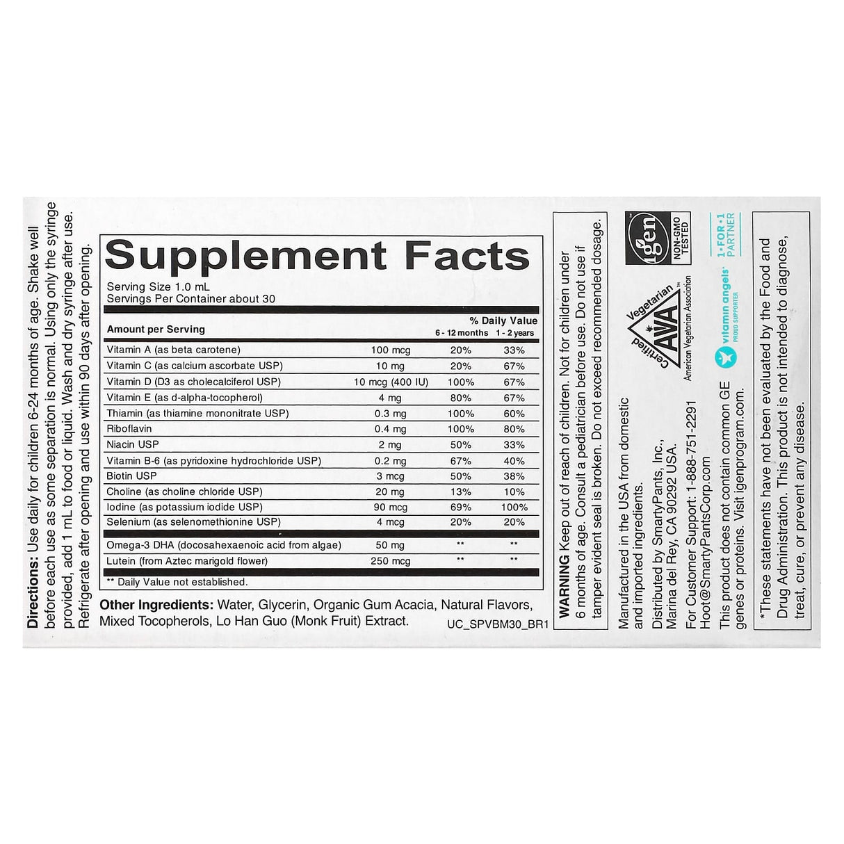 SmartyPants, Baby Multi & DHA, Ages 6-24 Months, 1 fl oz (30 ml) - Supply Center USA
