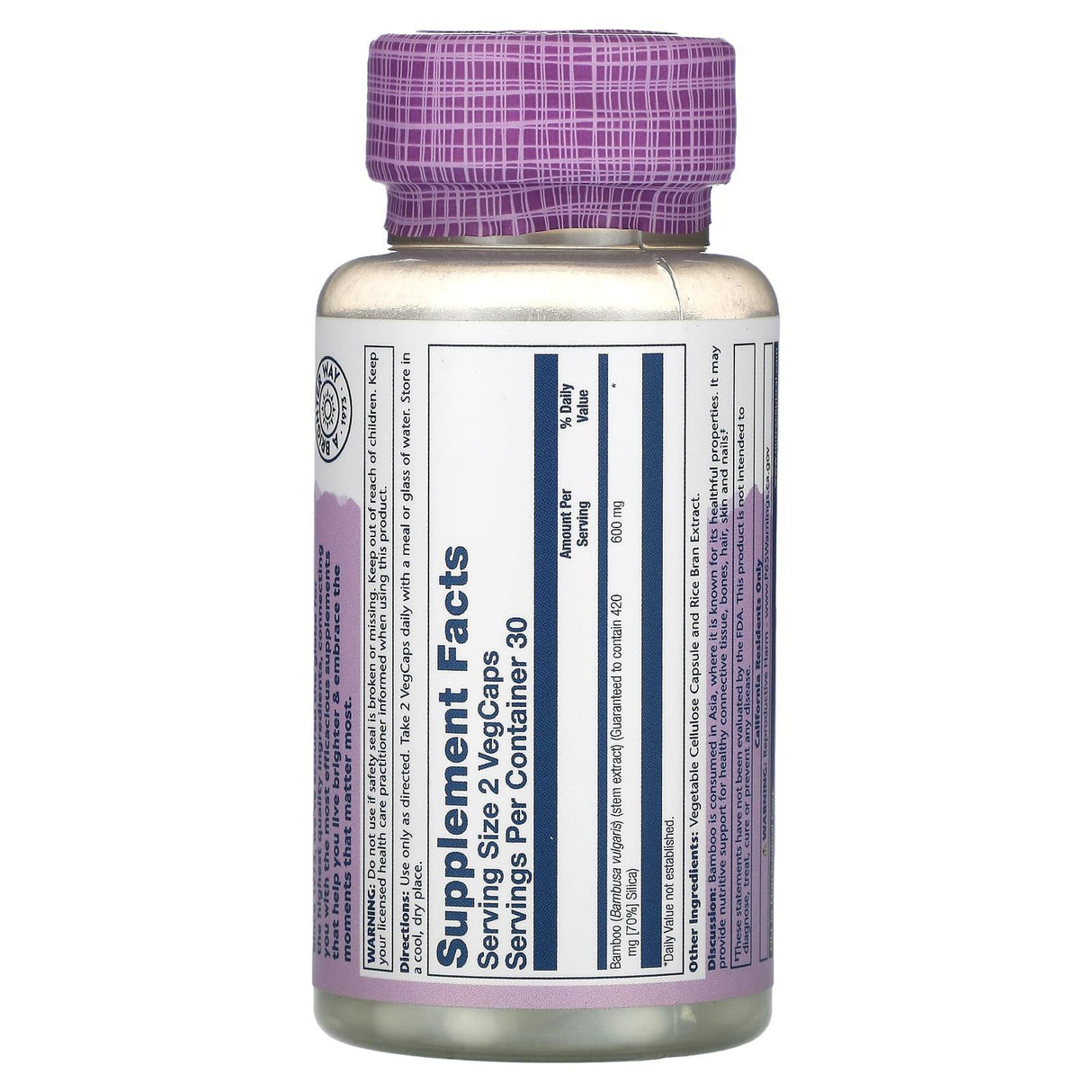 Solaray, Bamboo Vital Extract, 600 mg, 60 VegCaps - Supply Center USA