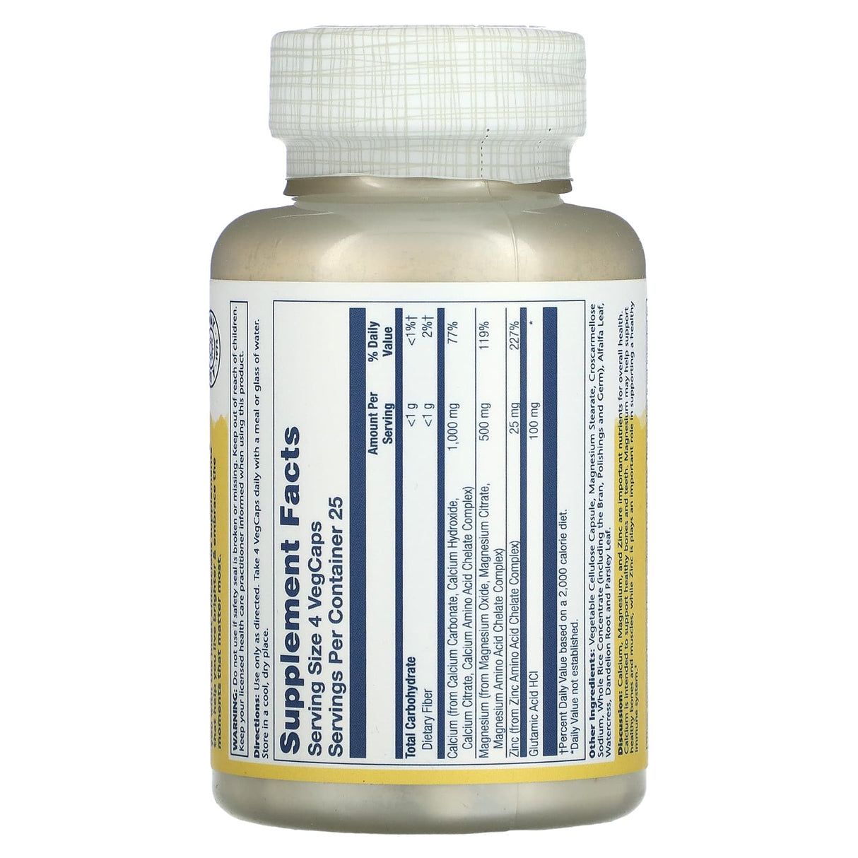 Solaray, Calcium Magnesium Zinc, 100 VegCaps - Supply Center USA